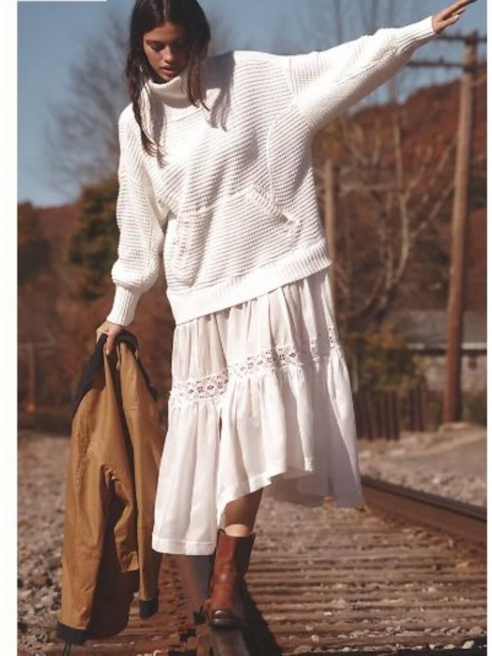 NEW Daily Practice by Anthropologie Chunky Oversized Twofer Turtleneck Sweater D